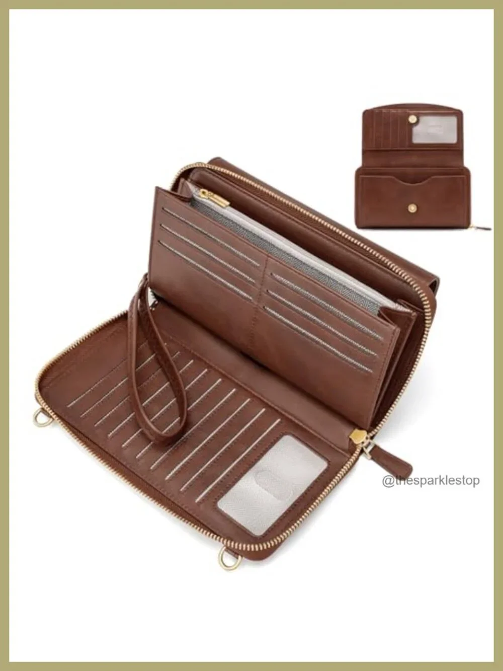Vegan Leather Crossbody Wristlet Wallet with RFID Blocking